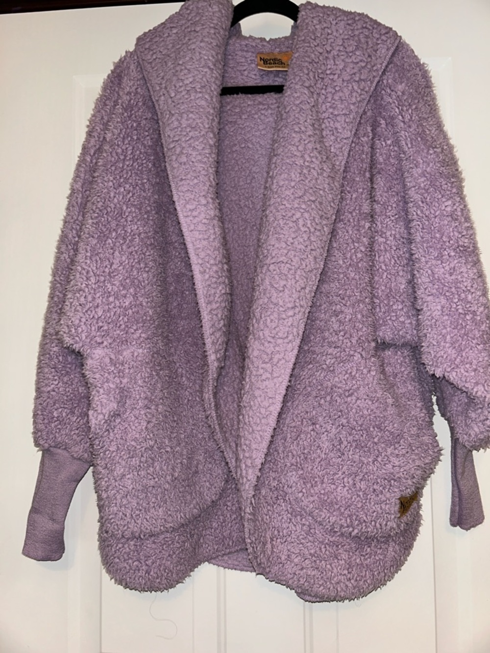 Nordic Beach Sherpa Wrap One Size Lavender Open Cardigan Cozy Casual Fall Winter